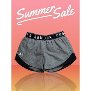 Under Armour Womens HeatGear Running Shorts S Gray Black Mesh Lined Activewear
